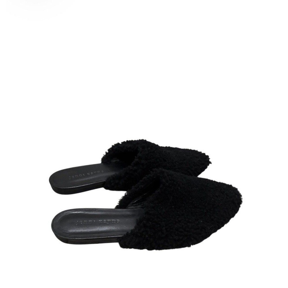 Jenni Kayne Women’s Size 9/39 Black Shearling Mule Flats Slippers Shoes